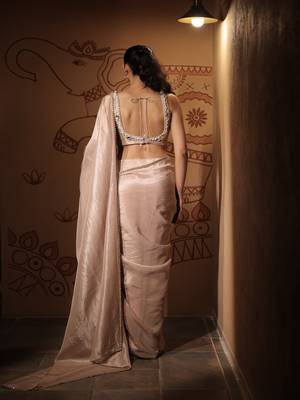 Ivory plain tissue  saree 3