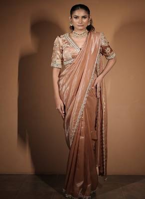 Rose plain tissue saree 1