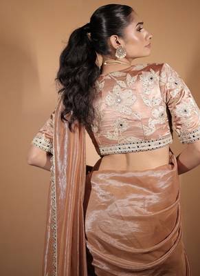 Rose plain tissue saree 3