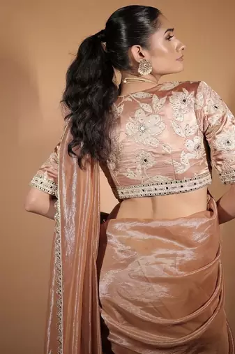 Rose plain tissue saree