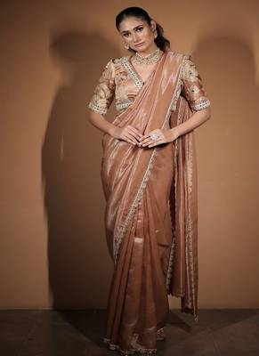 Rose plain tissue saree 4