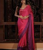 Pink plain organza saree
