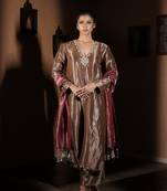 Brown plain tissue  kurta set