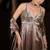 Brown embroidered tissue  gown