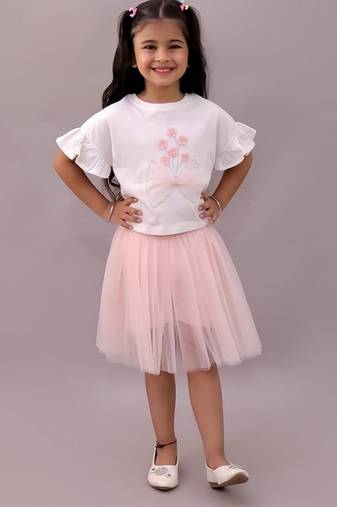 White embroidered cotton co ord set
