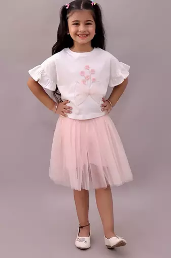 White embroidered cotton co ord set