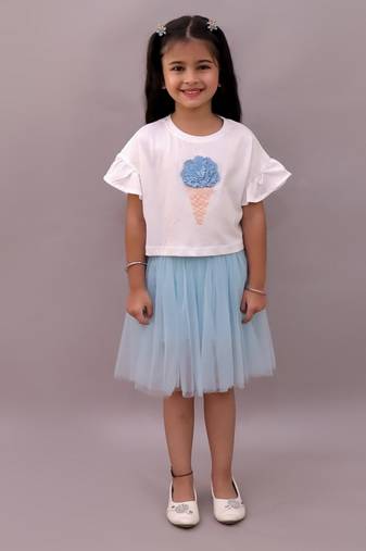 White embroidered cotton co ord set