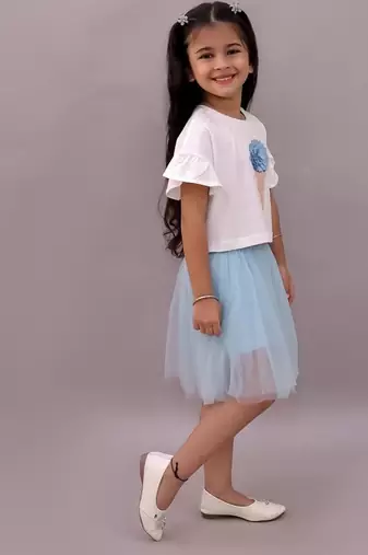 White embroidered cotton co ord set