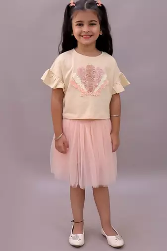 Pink embroidered cotton co ord set