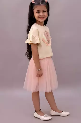 Pink embroidered cotton co ord set