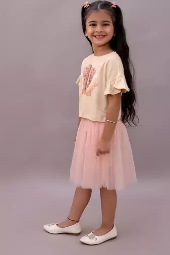 Pink embroidered cotton co ord set