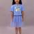 Blue embroidered cotton co ord set