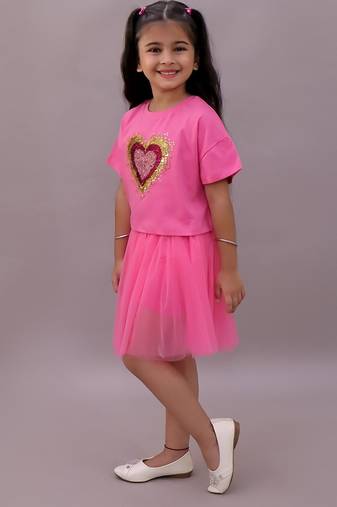 Pink embroidered cotton co ord set
