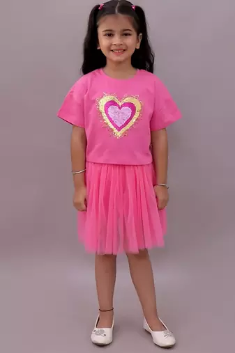 Pink embroidered cotton co ord set