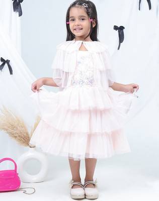 Pink embroidered net dress 1