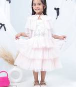 Pink embroidered net dress