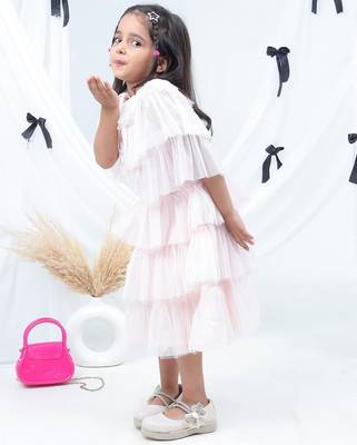 Pink embroidered net dress 4