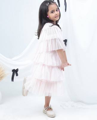 Pink embroidered net dress 5