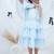Blue embroidered net dress