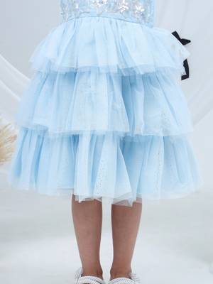 Blue embroidered net dress 4