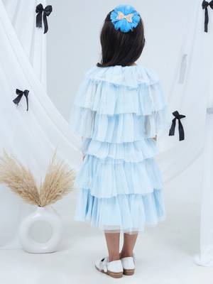 Blue embroidered net dress 5