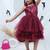 Maroon embroidered net dress