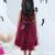 Maroon embroidered net dress