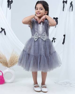 Grey embroidered net dress 1