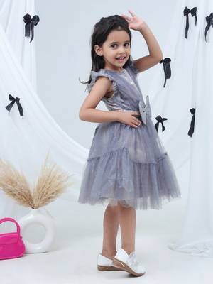 Grey embroidered net dress 4