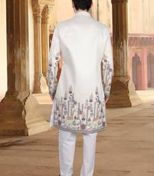 Cream silk embroidery indowestern for mens