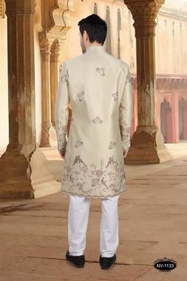 Gold silk embroidery indowestern for mens 2