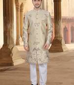 Gold silk embroidery indowestern for mens