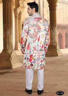 Multicolor silk embroidery indowestern for mens 2