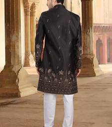 Black malia silk embroidery indowestern for mens