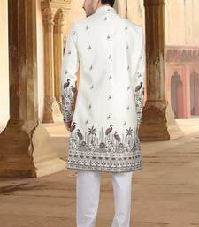 Cream malia silk embroidery indowestern for mens
