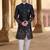 Blue malia silk embroidery indowestern for mens
