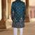 Blue silk embroidery indowestern for mens