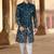 Blue silk embroidery indowestern for mens