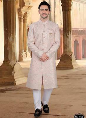 Pink georget embroidery sherwani for mens 1