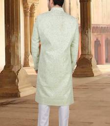 Green georget embroidery sherwani for mens