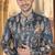 Bluish grey silk embroidery sherwani for mens