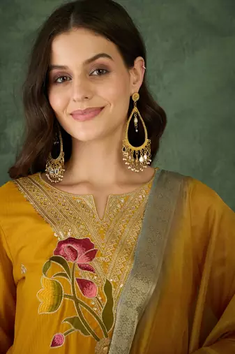 Women Beautiful Rayon Embroidery Work Straight Kurta Pant and Dupatta Set