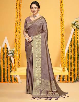 brown   assam silk woven work traditional saree 1