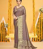 brown   assam silk woven work traditional saree
