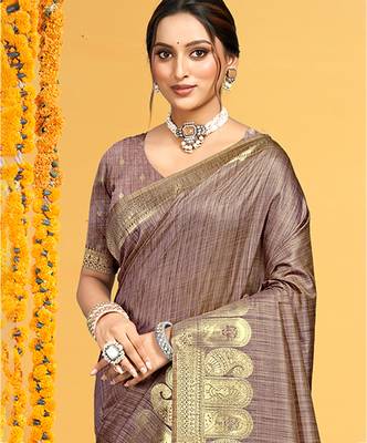 brown   assam silk woven work traditional saree 2