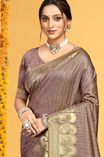 brown   assam silk woven work traditional saree