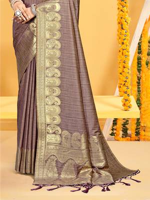 brown   assam silk woven work traditional saree 3