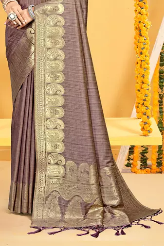 brown   assam silk woven work traditional saree