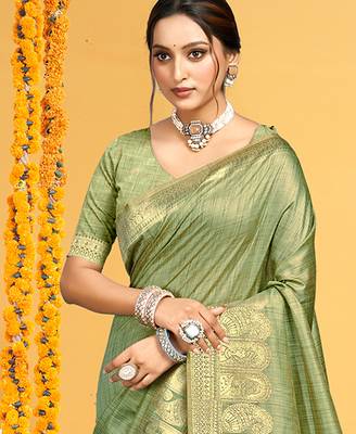 light green assam silk woven work traditional saree 2