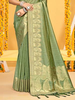 light green assam silk woven work traditional saree 3